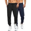 COOFANDY Men’s Athletic Joggers Casual Gym Sweatpants Workout Running Track Pants with Pockets(2 Pack: Black/Navy Blue)