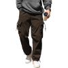 COOFANDY Men’s Baggy Cargo Pants Trendy Casual Parachute Pant Loose Fit Harem Joggers with Pockets(Brown)