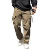 COOFANDY Men’s Baggy Cargo Pants Trendy Casual Parachute Pant Loose Fit Harem Joggers with Pockets(Khaki)