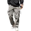 COOFANDY Men’s Baggy Cargo Pants Trendy Casual Parachute Pant Loose Fit Harem Joggers with Pockets(Light Grey)