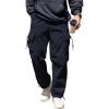 COOFANDY Men’s Baggy Cargo Pants Trendy Casual Parachute Pant Loose Fit Harem Joggers with Pockets(Navy Blue)