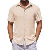 COOFANDY Mens Button Down Shirts Short Sleeve Stain Shield Dress Shirts Business Casual Shirt with Pocket(Beige)