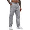 COOFANDY Men’s Casual Cargo Pants Cotton Drawstring Athletic Jogger Sweatpants(Light Gray)