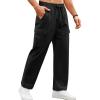 COOFANDY Mens Casual Cargo Pants Relaxed Fit Outdoor Hiking Pants Cotton Drawstring Sweatpants with Pockets(Black)