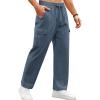 COOFANDY Mens Casual Cargo Pants Relaxed Fit Outdoor Hiking Pants Cotton Drawstring Sweatpants with Pockets(Blue)
