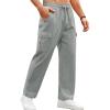 COOFANDY Mens Casual Cargo Pants Relaxed Fit Outdoor Hiking Pants Cotton Drawstring Sweatpants with Pockets(Light Grey)