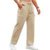 COOFANDY Mens Casual Cargo Pants Relaxed Fit Outdoor Hiking Pants Cotton Drawstring Sweatpants with Pockets(Light Khaki)