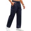 COOFANDY Mens Casual Cargo Pants Relaxed Fit Outdoor Hiking Pants Cotton Drawstring Sweatpants with Pockets(Navy Blue)