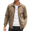 COOFANDY Men’s Casual Corduroy Jacket Lightweight Zip Up Vintage Jacket Collared Bomber Jacket(A-khaki)