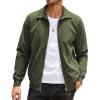 COOFANDY Men’s Casual Corduroy Jacket Lightweight Zip Up Vintage Jacket Collared Bomber Jacket(Army Green)