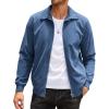 COOFANDY Men’s Casual Corduroy Jacket Lightweight Zip Up Vintage Jacket Collared Bomber Jacket(Blue)