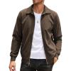 COOFANDY Men’s Casual Corduroy Jacket Lightweight Zip Up Vintage Jacket Collared Bomber Jacket(Brown)