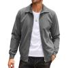 COOFANDY Men’s Casual Corduroy Jacket Lightweight Zip Up Vintage Jacket Collared Bomber Jacket(Dark Grey)