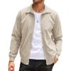 COOFANDY Men’s Casual Corduroy Jacket Lightweight Zip Up Vintage Jacket Collared Bomber Jacket(Khaki)