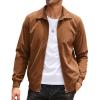 COOFANDY Men’s Casual Corduroy Jacket Lightweight Zip Up Vintage Jacket Collared Bomber Jacket(Light Brown)