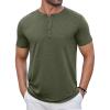 COOFANDY Men’s Casual Henley Shirts Short Sleeve Pocket T-Shirts Lightweight Button Henley Pullover Basic Tees(Army Green)