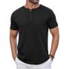 COOFANDY Men’s Casual Henley Shirts Short Sleeve Pocket T-Shirts Lightweight Button Henley Pullover Basic Tees(Black)