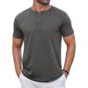COOFANDY Men’s Casual Henley Shirts Short Sleeve Pocket T-Shirts Lightweight Button Henley Pullover Basic Tees(Dark Grey)