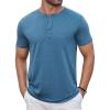 COOFANDY Men’s Casual Henley Shirts Short Sleeve Pocket T-Shirts Lightweight Button Henley Pullover Basic Tees(Demin Blue)
