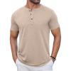 COOFANDY Men’s Casual Henley Shirts Short Sleeve Pocket T-Shirts Lightweight Button Henley Pullover Basic Tees(Khaki)