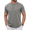 COOFANDY Men’s Casual Henley Shirts Short Sleeve Pocket T-Shirts Lightweight Button Henley Pullover Basic Tees(Light Grey)
