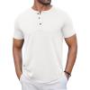 COOFANDY Men’s Casual Henley Shirts Short Sleeve Pocket T-Shirts Lightweight Button Henley Pullover Basic Tees(White)