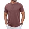 COOFANDY Men’s Casual Henley Shirts Short Sleeve Pocket T-Shirts Lightweight Button Henley Pullover Basic Tees(Wine Red)