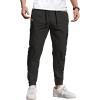COOFANDY Mens Casual Joggers Pants Cotton Chino Cargo Sweatpants Hiking Outdoor Track Drawstring Pants(Black)
