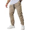 COOFANDY Mens Casual Joggers Pants Cotton Chino Cargo Sweatpants Hiking Outdoor Track Drawstring Pants(Camel)