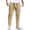 COOFANDY Mens Casual Joggers Pants Cotton Chino Cargo Sweatpants Hiking Outdoor Track Drawstring Pants(Khaki)