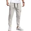 COOFANDY Mens Casual Joggers Pants Cotton Chino Cargo Sweatpants Hiking Outdoor Track Drawstring Pants(Light Grey)