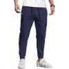 COOFANDY Mens Casual Joggers Pants Cotton Chino Cargo Sweatpants Hiking Outdoor Track Drawstring Pants(Navy Blue)