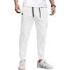 COOFANDY Mens Casual Joggers Pants Cotton Chino Cargo Sweatpants Hiking Outdoor Track Drawstring Pants(White)