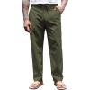 COOFANDY Men’s Casual Linen Pants Elastic Waist Drawstring Yoga Beach Pants Lightweight Loose Fit Trousers with Pockets(Army Green)