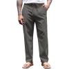 COOFANDY Men’s Casual Linen Pants Elastic Waist Drawstring Yoga Beach Pants Lightweight Loose Fit Trousers with Pockets(Dark Grey)