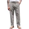 COOFANDY Men’s Casual Linen Pants Elastic Waist Drawstring Yoga Beach Pants Lightweight Loose Fit Trousers with Pockets(Grey)