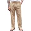 COOFANDY Men’s Casual Linen Pants Elastic Waist Drawstring Yoga Beach Pants Lightweight Loose Fit Trousers with Pockets(Khaki)