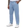 COOFANDY Mens Casual Pants Elastic Waist Drawstring Chino Pants Cotton Twill Trousers with Pockets(Light Blue)