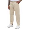 COOFANDY Mens Casual Pants Elastic Waist Drawstring Chino Pants Cotton Twill Trousers with Pockets(Light Khaki)