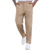COOFANDY Men’s Casual Pants Relaxed Fit Flat Front Expandable Waist Chino Slack Trousers(Khaki)