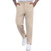 COOFANDY Men’s Casual Pants Relaxed Fit Flat Front Expandable Waist Chino Slack Trousers(Light Coffee)