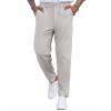COOFANDY Men’s Casual Pants Relaxed Fit Flat Front Expandable Waist Chino Slack Trousers(Light Grey)