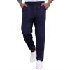 COOFANDY Men’s Casual Pants Relaxed Fit Flat Front Expandable Waist Chino Slack Trousers(Navy Blue)