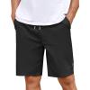 COOFANDY Mens Casual Shorts Cotton Elastic Drawstring Shorts Summer Beach Chino Shorts(Black)