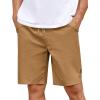 COOFANDY Mens Casual Shorts Cotton Elastic Drawstring Shorts Summer Beach Chino Shorts(Khaki)