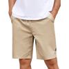 COOFANDY Mens Casual Shorts Cotton Elastic Drawstring Shorts Summer Beach Chino Shorts(Light Khaki)