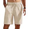 COOFANDY Mens Casual Shorts Elastic Waist Drawstring Shorts Summer Beach Linen Shorts(Beige)