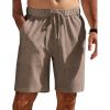COOFANDY Mens Casual Shorts Elastic Waist Drawstring Shorts Summer Beach Linen Shorts(Brown)