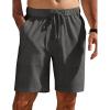 COOFANDY Mens Casual Shorts Elastic Waist Drawstring Shorts Summer Beach Linen Shorts(Dark Grey)