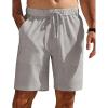 COOFANDY Mens Casual Shorts Elastic Waist Drawstring Shorts Summer Beach Linen Shorts(Light Grey)